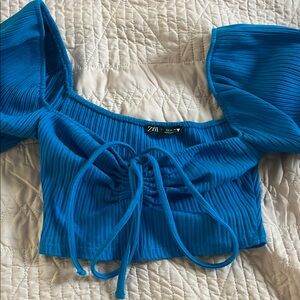 Zara Blue Ruched Women's Top